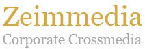 Zeimmedia-Logo mit Text "Corporate Crossmedia" in gelb-grauer Schrift.