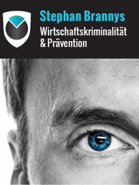Nahaufnahme eines blauen Auges mit Text "Wirtschaftskriminalität & Prävention" oben.