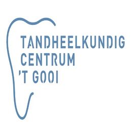 Logo van Tandheelkundig Centrum 't Gooi, met tandvorm en blauwe tekst.