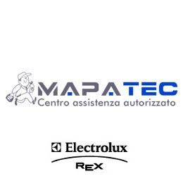 Logo di MAPATEC, centro assistenza autorizzato, con i marchi Electrolux e Rex sotto.