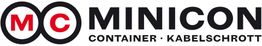 Logo mit zwei ineinander übergehenden Kreisen und Schriftzug: "MC MINICON CONTAINER KABELSCHROTT".