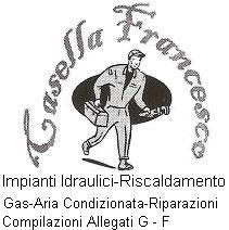 Logo con uomo che cammina e testi sui servizi idraulici di Casella Francesco.