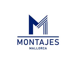 Logo azul que dice "Montajes Mallorca" con una "M" estilizada encima.