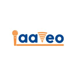 Logo with text "iaaveo", microphone icon, and orange elements.