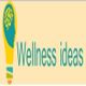 Illustration of a lightbulb with a brain, next to the text "Wellness ideas".