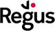 Logo van Regus met zwarte tekst en een rode stip boven de 'u'.
