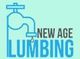Blue faucet graphic with the words "New Age Plumbing" in blue and black.