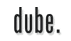 Schwarzer Text "dube." auf weißem Hintergrund.