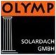 Logo der Firma "OLYMP Solardach GmbH" mit Säule und schwarzem Hintergrund.