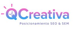 Logo de QCreativa con el texto: Posicionamiento SEO & SEM en degradado azul y rosa.