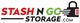 Logo of "Stash N Go Storage.com" with a padlock icon on the right.