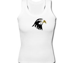Schulterfreies Tank Top in weiß mit Adlermotiv