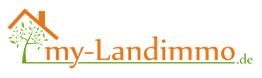 Logo von my-Landimmo.de mit Haus und Baum in orange und grün.