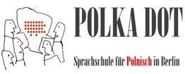 Logo der Polka Dot Sprachschule für Polnisch in Berlin mit sprechenden Strichmännchen.