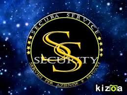 Logo "Secura Service Security" su sfondo stellato, scritta: "Servizi per aziende e privati".