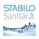 "STABILO Sanitär-Logo mit Wassertropfen und Spritzwasser-Effekt darunter."