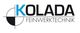 Logo mit Text "KOLADA Feinwerktechnik", K in Blau, daneben ein zentriertes Kreissymbol in Schwarz.