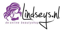 Logo van lindseys.nl, een online beautyshop, met paarse illustratie van vrouwelijk silhouet.