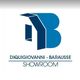Logo Diquigiovanni-Barausse Showroom, con un design astratto blu e bianco.