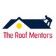 Silhouette of roofer on roof with a sun and the text "The Roof Mentors" below.