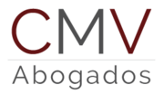 Logo con letras "CMV Abogados" en colores gris y rojo sobre fondo blanco.
