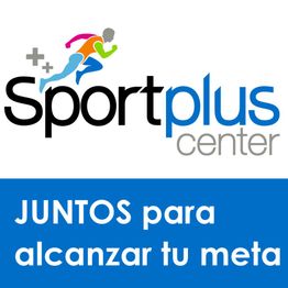 Logo de Sportplus Center con figura corriendo y texto "Juntos para alcanzar tu meta".