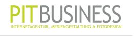 Textlogo: "PITBUSINESS" mit Untertitel "Internetagentur, Mediengestaltung & Fotodesign".
