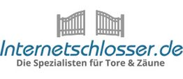 Logo von Internetschlosser.de mit Tor-Symbol und Text "Die Spezialisten für Tore & Zäune".
