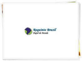 Logo da Requinte Brasil com mapa e texto: "Papel de Parede" em fundo branco.