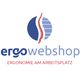 Logo mit Wirbelsäule, Schrift: "ergowebshop - Ergonomie am Arbeitsplatz".
