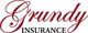 Grundy Insurance logo with elegant red script and bold black serif typeface.