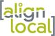 Logo with the words "align local" in gray and green, styled within square brackets.