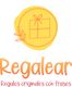 Logo de "Regalear" con un regalo en amarillo y texto: "Regalos originales con frases".