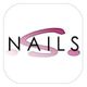 Logo mit dem Wort „NAILS“ und einem rosa geschwungenen Element im Hintergrund.
