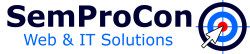 Logo von SemProCon, mit Zielscheibe und Slogan "Web & IT Solutions".