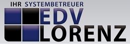 Logo mit Schriftzug: "Ihr Systembetreuer EDV Lorenz" auf grauem Hintergrund.