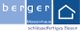 Logo von Berger Massivhaus mit blauem Hintergrund und weißem Haus-Symbol.
