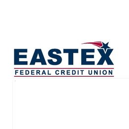 Eastex Federal Credit Union logo with a red swoosh and blue star on the letter X.