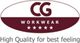 Logo von CG Workwear mit Slogan: "High Quality for best feeling".