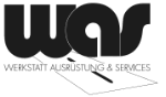 Logo mit den Buchstaben "WAS" und Text "WERKSTATT AUSSTATTUNG & SERVICES" in Schwarz.