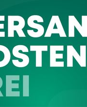 Weiße Schrift auf grünem Hintergrund: "VERSAND KOSTEN FREI".