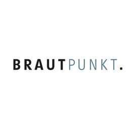 Schriftzug "BRAUTPUNKT" in Schwarz und Blau auf weißem Hintergrund.