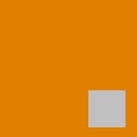 Orange Fläche mit kleinem grauen Quadrat unten rechts.