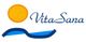 Logo mit gelber Sonne, blauer Welle und dem Schriftzug "Vita Sana".