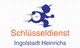 Logo des Schlüsseldiensts Ingolstadt Heinrichs mit einer Figur, die ein großes Schlüsselloch hält.
