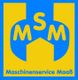 Gelbes „M S M“-Logo auf blauem Hintergrund, darunter Schriftzug „Maschinenservice Maaß“.