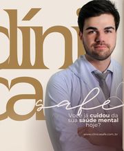 Homem de jaleco sorrindo, ao lado da pergunta: "Você já cuidou da sua saúde mental hoje?".