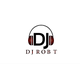 DJ-Robt-Logo mit Kopfhörern auf weißem Hintergrund.
