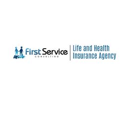 Logo of First Service Consulting, Life and Health Insurance Agency with silhouettes of people.