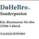 Visitenkarte mit "DoHeBro", Adresse in Lübeck und Telefonnummer.